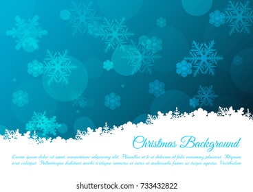 Christmas vector background with snowflakes in blue color