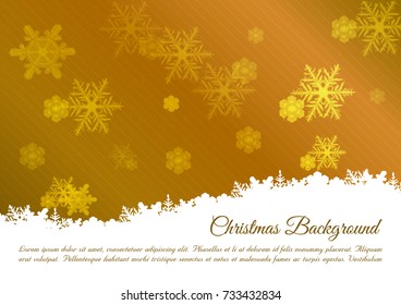 Christmas vector background with snowflakes in gold color