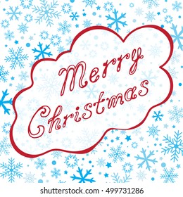 Christmas vector background with snowflakes. Hand drawn vector template. Holiday pattern