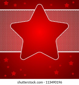 Christmas vector background with star of lace.