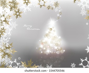 Christmas vector background with Christmas tree and snowflakes.