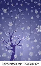 Christmas vector background with trees and snowflakes