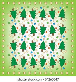 Christmas vector background with Christmas trees and stars