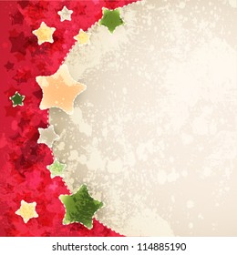 Christmas vector background. Vintage frame with stars.