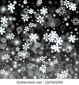 Christmas  Vector Background with White Falling Snowflakes Isolated on Transparent Background. Miracle Snow Sparkle Pattern. Snowfall Overlay Print. Winter Sky. Design for  Banner.