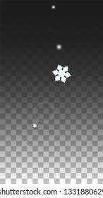 Christmas  Vector Background with White Falling Snowflakes Isolated on Transparent Background. Elegance Snow Sparkle Pattern. Snowfall Overlay Print. Winter Sky. Design for  Poster.