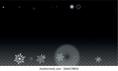 Christmas  Vector Background with White Falling Snowflakes Isolated on Transparent Background. Luxury Snow Sparkle Pattern. Snowfall Overlay Print. Winter Sky. Design for  Poster.