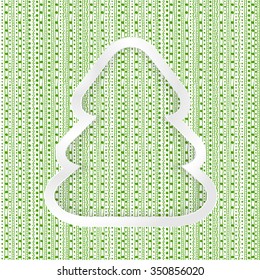 Christmas vector background. White Christmas tree on tribal ethnic ornament. 