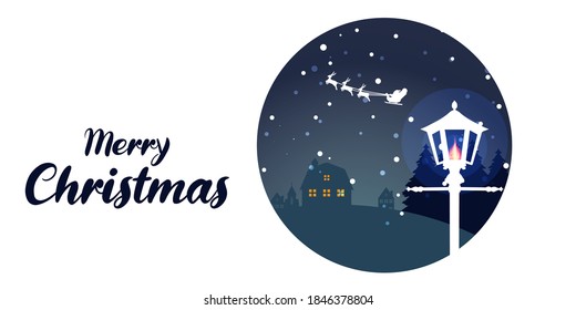 Christmas vector background. Winter is coming. Snowy night with first, coniferous forest, light garlands, falling snow, Woodland landscape for winter and new year holidays. Holiday winter landscape.