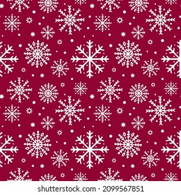 Christmas vector background. Winter snowflakes seamless pattern.  Easy to edit template for wallpaper, wrapping paper, fabric, etc.