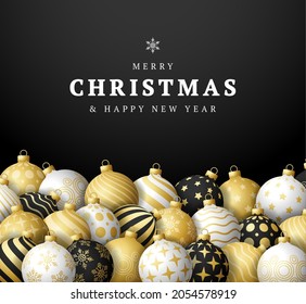 Christmas vector background. Xmas sale, holiday web banner. Design christmas decorations balls