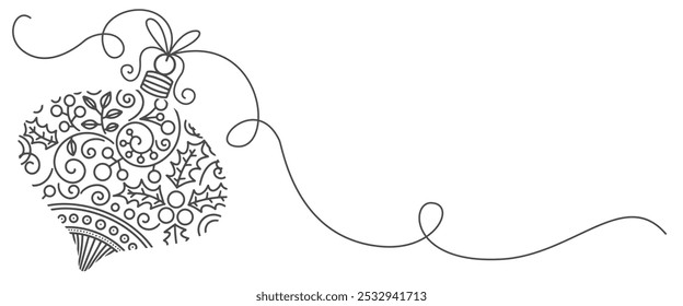 christmas vector , christmas ball line art style vector illustration