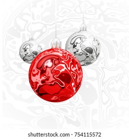 Christmas vector balls in the style of Marble Ink lines