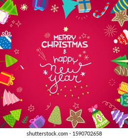 Banner de vetor de Natal com inscrição em letras. Modelo de cartão de design