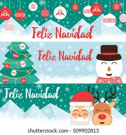 Christmas vector banner set design in spanish