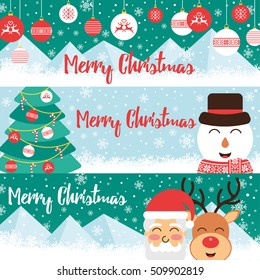 Christmas vector banner set design in english