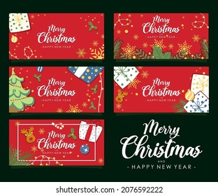 Christmas vector banner set for social media, advertising promo, background and poster 