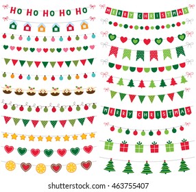 Christmas vector banners, garlands and decoration set