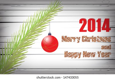 Christmas Vector Batskground. pine tree on wooden boards