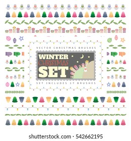 Christmas vector brushes. Set includes eighteen brushes.