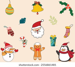 Christmas Vector Bundle. Could be used for any kind of Christmas design such as poster, card, advertising, wallpaper, etc.