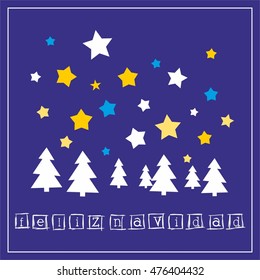 Christmas vector card or invitation for party with Merry Christmas wishes in espanol: Feliz Navidad