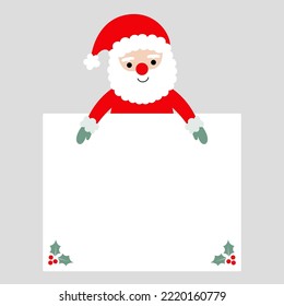 Christmas vector card with Santa and blank page