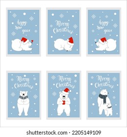 Christmas Vector Card set with cute animals. 18 Poster with charming objects in cozy sweaters, in pastel colors. Minimalistic flat illustration in Scandinavian style
