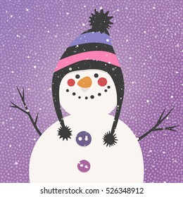 Christmas vector card with a snowman