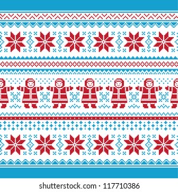 Christmas vector card - traditional knitted pattern