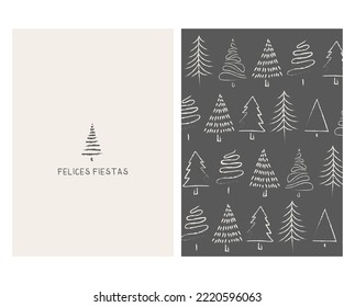 CHRISTMAS VECTOR CARDS SET. Two xmas cards with soft beige background. Christmas templates. Corporate Christmas cards and invitations. 