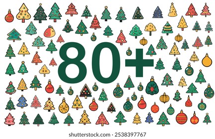 christmas vector character and ornament bundle complete