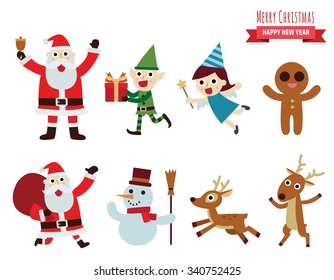 Christmas vector characters. design elements set  illustration.