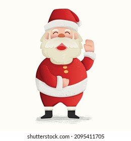 Caracteres vectoriales navideños de color del agua Santa Claus, con navidad navideña y feliz saludo de año nuevo en un fondo blanco. Ilustración vectorial. 
