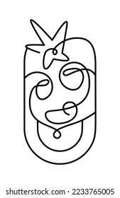 Christliche Christliche Weihnachtskrippe Krippe Szene des Babys Jesus mit Maria Joseph und Stern. Kontinuierliche Zeichnung, Druck und Logo-Design, Emblem einer einzelnen Linie, abstrakt einzeln.