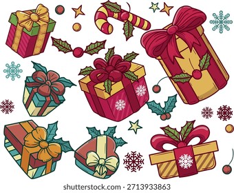NATAL, VETOR, PACOTE DE NATAL, PRESENTE 