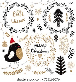 Christmas vector collection with Christmas symbols and elements