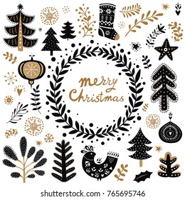 Christmas vector collection with Christmas symbols and elements