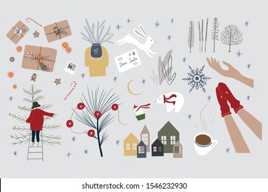 Christmas Vector Collection. Trendy Holiday Abstract Elements.