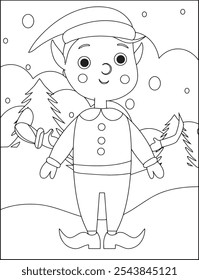 Christmas Vector coloring pages for kids, drawing, funny, cartoon, illustration, christmas, vector, clip art, graphic, new year, animal, activity, background, line art, winter, print, toddler, zoo