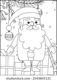 Christmas Vector coloring pages for kids, drawing, funny, cartoon, illustration, christmas, vector, clip art, graphic, new year, animal, activity, background, line art, winter, print, toddler, zoo