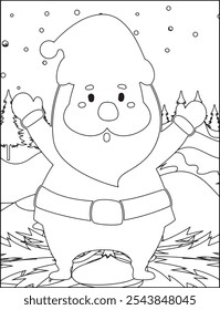 Christmas Vector coloring pages for kids, christmas, page, child, book, cartoon, illustration, line art, vector, winter, black and white, clip art, graphic, outline, print, drawing, gift, santa