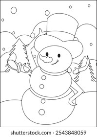 Christmas Vector coloring pages for kids, christmas, page, child, book, cartoon, illustration, line art, vector, winter, black and white, clip art, graphic, outline, print, drawing, gift, santa