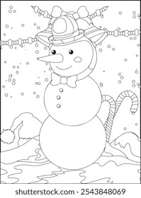 Christmas Vector coloring pages for kids, christmas, page, child, book, cartoon, illustration, line art, vector, winter, black and white, clip art, graphic, outline, print, drawing, gift, santa