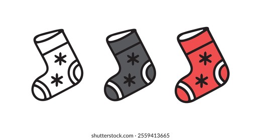 Christmas vector colourful socks decorated with different festive patterns