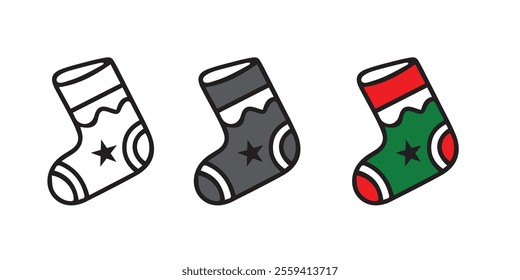 Christmas vector colourful socks decorated with different festive patterns