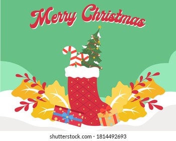 Christmas vector concept: Text of merry christmas with christmas ornament 