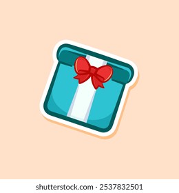 Navidades Vector lindo de dibujos animados de caja de regalo azul aislado