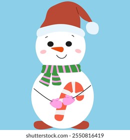 Natal vetor bonitos bonitos bonitos de neve no chapéu e cachecol. Ilustração de ano novo