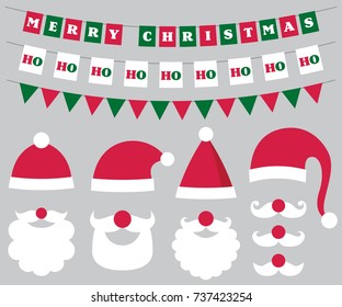 Christmas vector decoration and Santa hats and beards